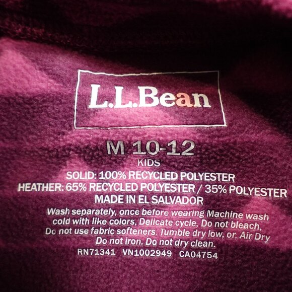 L.L.Bean Fleece Pullover Kids M 10–12 Purple Magenta Geometric Outdoor Layer - Picture 3 of 8